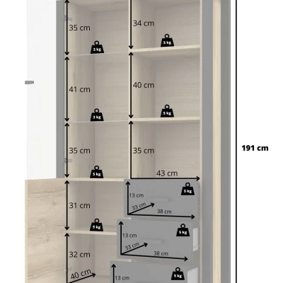 Glasvitrine OKAL – Eiche Grand Natur / schwarz