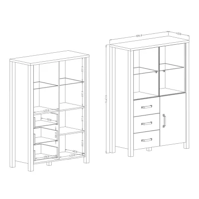 Kombinierte Vitrine OKAL – Okapi-Nussbaum / schwarz