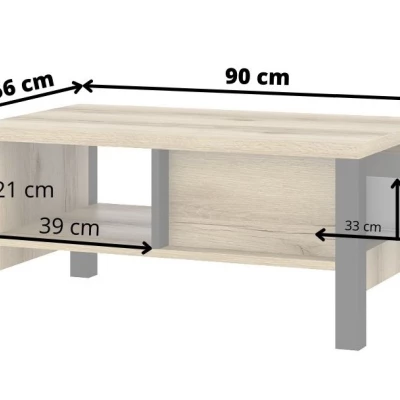 Couchtisch OKAL – Grand-Eiche natur / schwarz