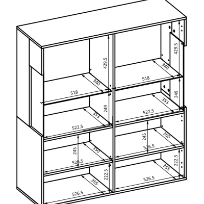 Glasvitrine NIKOL – schwarzer Onyx / Eiche Wotan