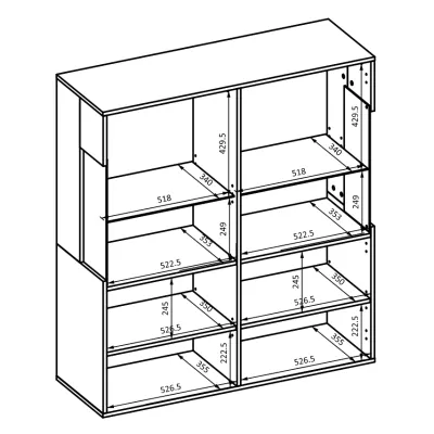 Glasvitrine NIKOL – schwarzer Onyx / Eiche Wotan