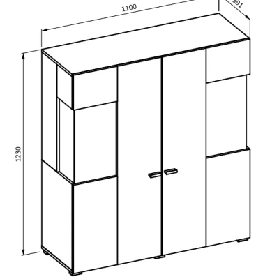 Glasvitrine NIKOL – schwarzer Onyx / Eiche Wotan