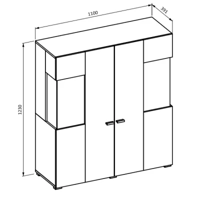 Glasvitrine NIKOL – schwarzer Onyx / Eiche Wotan