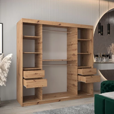 Kleiderschrank ERIKA – Breite 200 cm, Eiche artisan / weiß