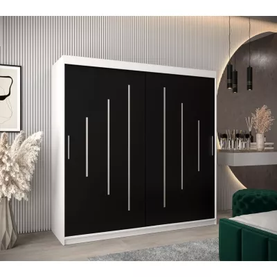 Kleiderschrank ERIKA – Breite 200 cm, weiß / schwarz