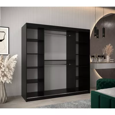 Kleiderschrank ERIKA – Breite 200 cm, schwarz / weiß