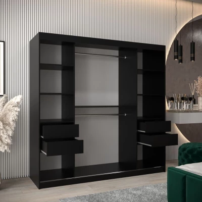 Kleiderschrank ERIKA – Breite 200 cm, schwarz / weiß