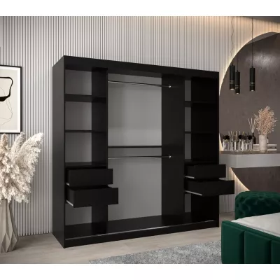 Kleiderschrank ERIKA – Breite 200 cm, schwarz / weiß