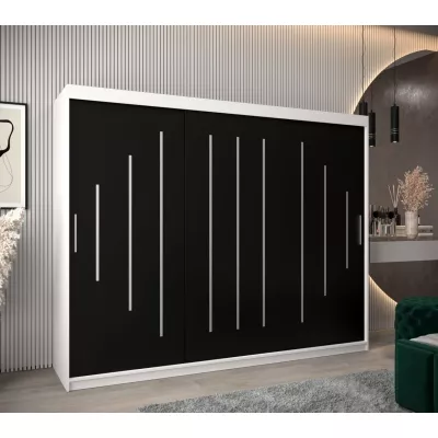 Kleiderschrank ESTER – Breite 250 cm, weiß / schwarz