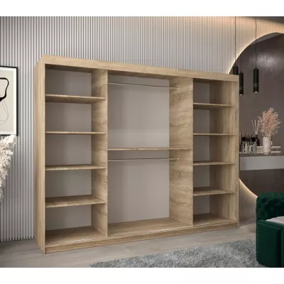 Spiegel-Kleiderschrank ADELA – 250 cm, Eiche sonoma / weiß