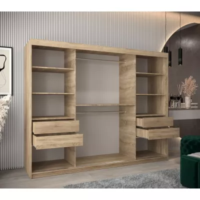 Spiegel-Kleiderschrank ADELA – 250 cm, Eiche sonoma / weiß