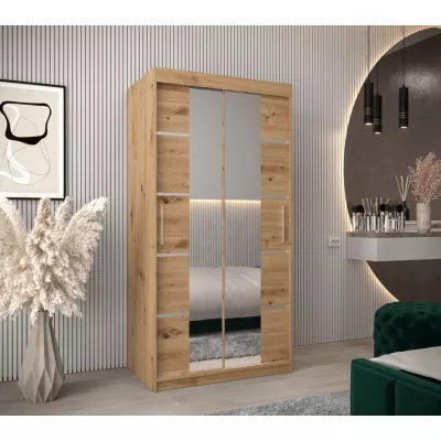 Schrank mit Spiegeln VIVIEN – Breite 100 cm, Eiche Artisan