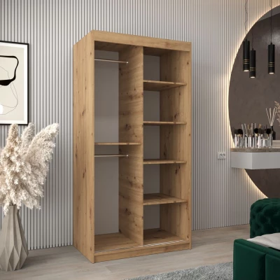 Schrank mit Spiegeln VIVIEN – Breite 100 cm, Eiche Artisan