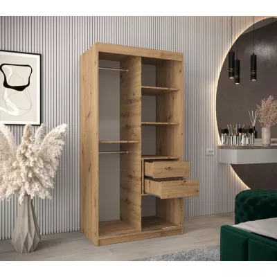 Schrank mit Spiegeln VIVIEN – Breite 100 cm, Eiche Artisan