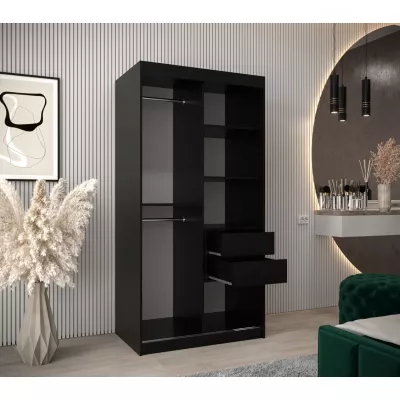 Schrank mit Spiegeln VIVIEN – Breite 100 cm, Schwarz / Eiche Sonoma