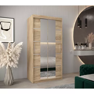 Schrank mit Spiegeln VIVIEN – Breite 100 cm, Eiche Sonoma