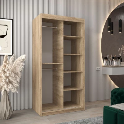 Schrank mit Spiegeln VIVIEN – Breite 100 cm, Eiche Sonoma