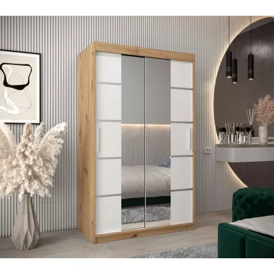 Schrank mit Spiegeln VIVIEN – Breite 120 cm, Eiche Artisan / Weiß