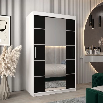 Schrank mit Spiegeln VIVIEN – Breite 120 cm, Weiß/Schwarz