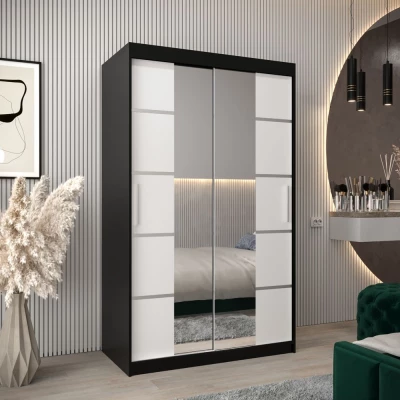 Schrank mit Spiegeln VIVIEN – Breite 120 cm, Schwarz/Weiß