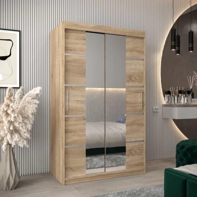 Schrank mit Spiegeln VIVIEN – Breite 120 cm, Eiche Sonoma