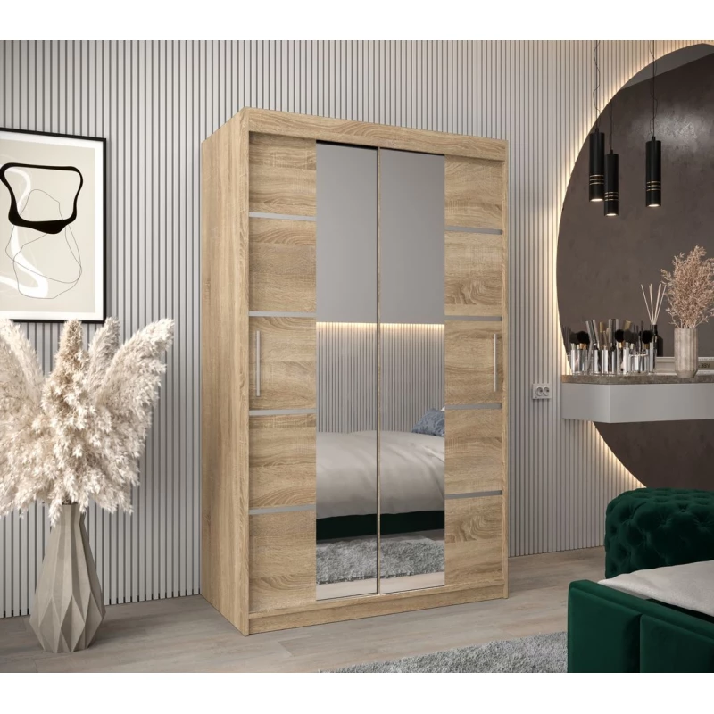 Schrank mit Spiegeln VIVIEN – Breite 120 cm, Eiche Sonoma