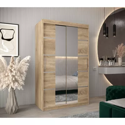 Schrank mit Spiegeln VIVIEN – Breite 120 cm, Eiche Sonoma