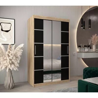 Schrank mit Spiegeln VIVIEN – Breite 120 cm, Eiche Sonoma / Schwarz