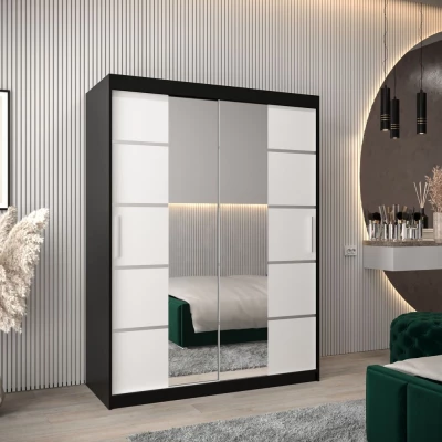 Schrank mit Spiegeln VIVIEN – Breite 150 cm, Schwarz/Weiß