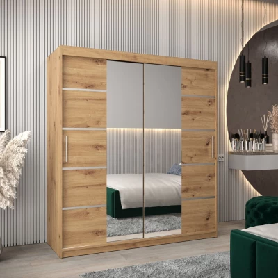 Schrank mit Spiegeln VIVIEN – Breite 180 cm, Eiche Artisan