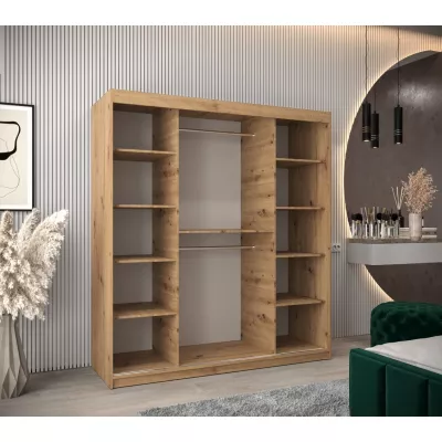 Schrank mit Spiegeln VIVIEN – Breite 180 cm, Eiche Artisan