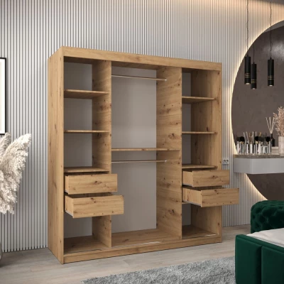 Schrank mit Spiegeln VIVIEN – Breite 180 cm, Eiche Artisan