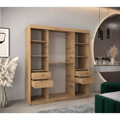 Schrank mit Spiegeln VIVIEN – Breite 180 cm, Eiche Artisan