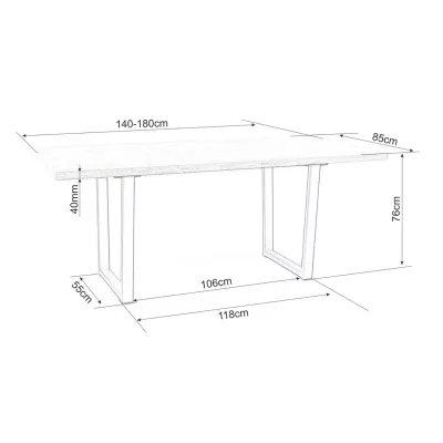 Ausziehbarer Esstisch BRAULIO – 140x85, Eiche Artisan / Schwarz