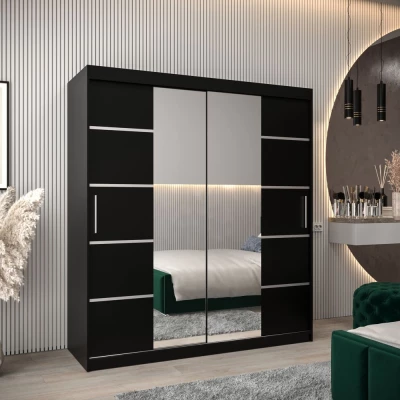 Schrank mit Spiegeln VIVIEN – Breite 180 cm, Schwarz