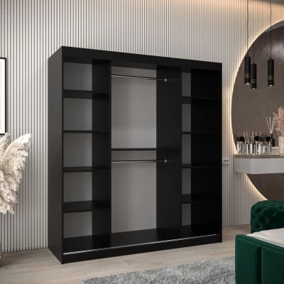 Schrank mit Spiegeln VIVIEN – Breite 180 cm, Schwarz