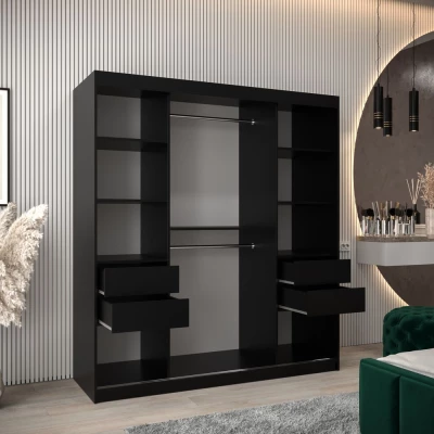 Schrank mit Spiegeln VIVIEN – Breite 180 cm, Schwarz