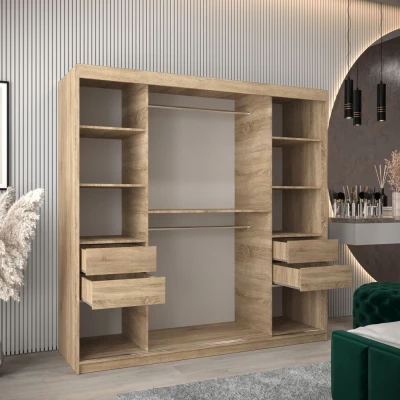 Schrank mit Spiegeln VIVIEN – Breite 200 cm, Eiche Sonoma