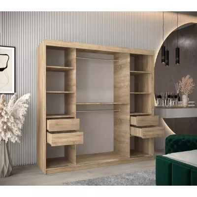 Schrank mit Spiegeln VIVIEN – Breite 200 cm, Eiche Sonoma