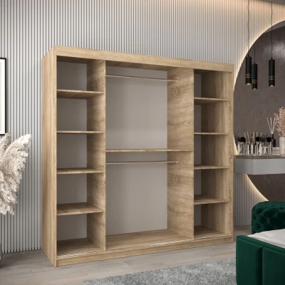 Schrank mit Spiegeln VIVIEN – Breite 200 cm, Eiche Sonoma