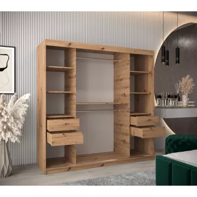 Schrank mit Spiegeln VIVIEN – Breite 200 cm, Eiche Artisan