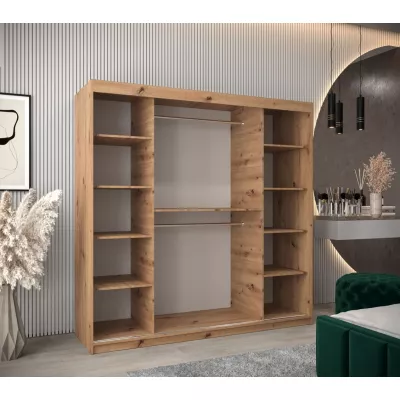 Schrank mit Spiegeln VIVIEN – Breite 200 cm, Eiche Artisan