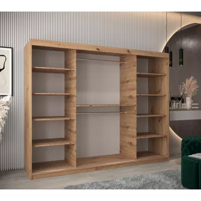 Schrank mit Spiegeln VIVIEN – Breite 250 cm, Eiche Artisan