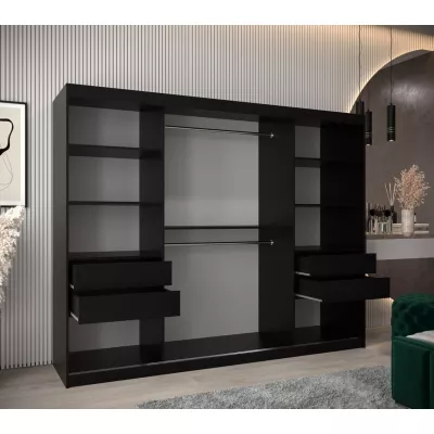 Schrank mit Spiegeln VIVIEN – Breite 250 cm, Schwarz/Weiß