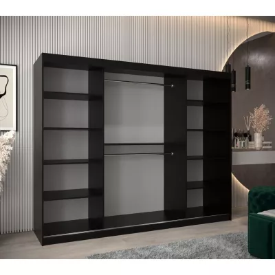 Schrank mit Spiegeln VIVIEN – Breite 250 cm, Schwarz/Weiß