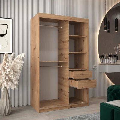 Kleiderschrank mit Spiegel KIRA – Breite 120 cm, Eiche artisan