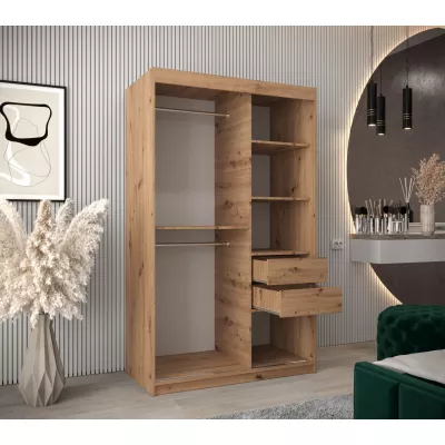 Kleiderschrank mit Spiegel KIRA – Breite 120 cm, Eiche artisan