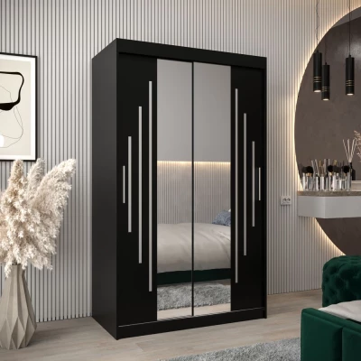 Kleiderschrank mit Spiegel KIRA – Breite 120 cm, schwarz