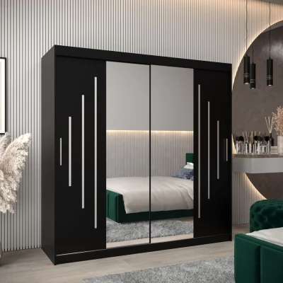 Kleiderschrank mit Spiegel SOFIA – Breite 200 cm, schwarz