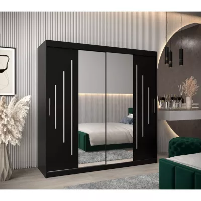 Kleiderschrank mit Spiegel SOFIA – Breite 200 cm, schwarz